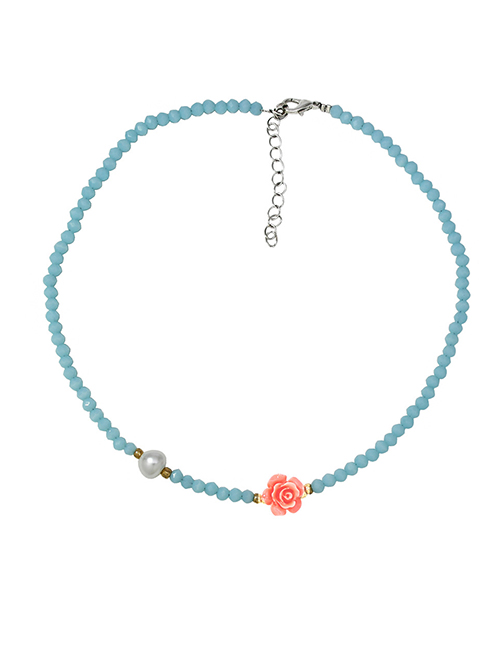 Fashion 8# Crystal Beaded Geometric Flower Necklace