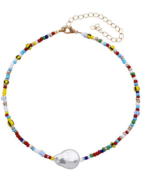 Fashion 17# Colorful Rice Bead Pearl Beaded Necklace