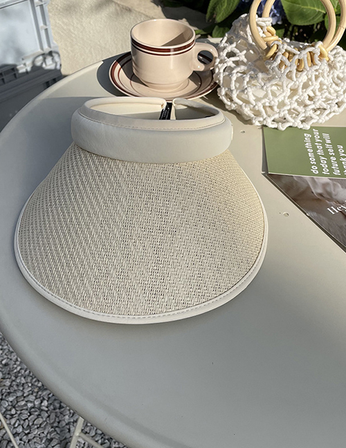 Fashion Apricot White Edge-g Mark-with Windproof Rope Empty Hard Top Straw Sun Hat