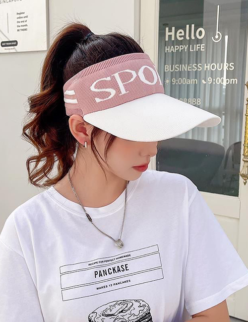 Fashion Pink Cotton Polyester Alphabet Empty Sun Hat