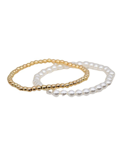 Fashion B1638#two-piece Set Pearl Gold Bead Beaded Bracelet Set