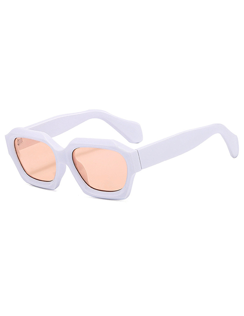 Fashion Solid White Frame Powder Irregular Square Sunglasses