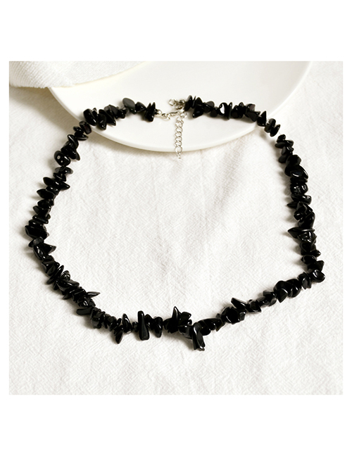 Fashion Black Geometric Stone Beaded Necklace
