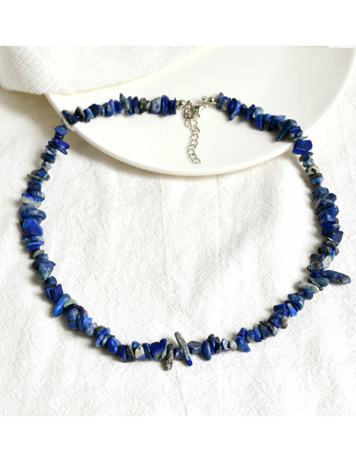 Fashion Y01 Lapis Lazuli Geometric Stone Beaded Necklace