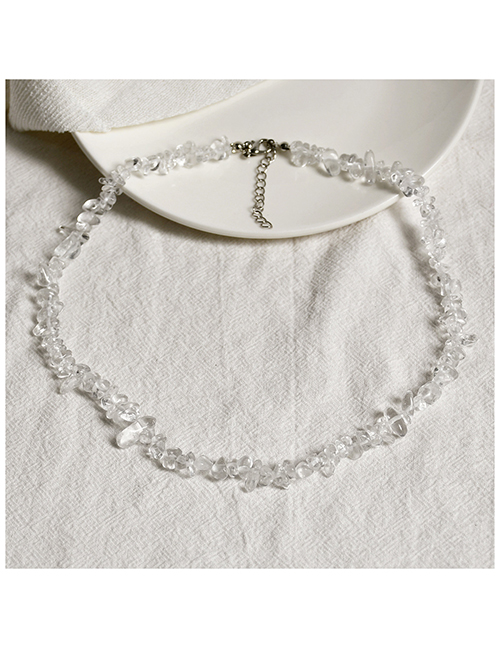 Fashion Y05 White Crystal Geometric Stone Beaded Necklace