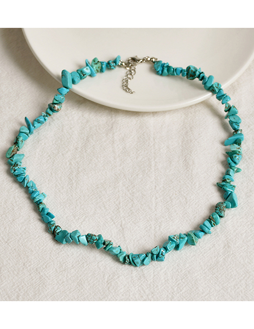Fashion Y09 Turquoise Geometric Stone Beaded Necklace