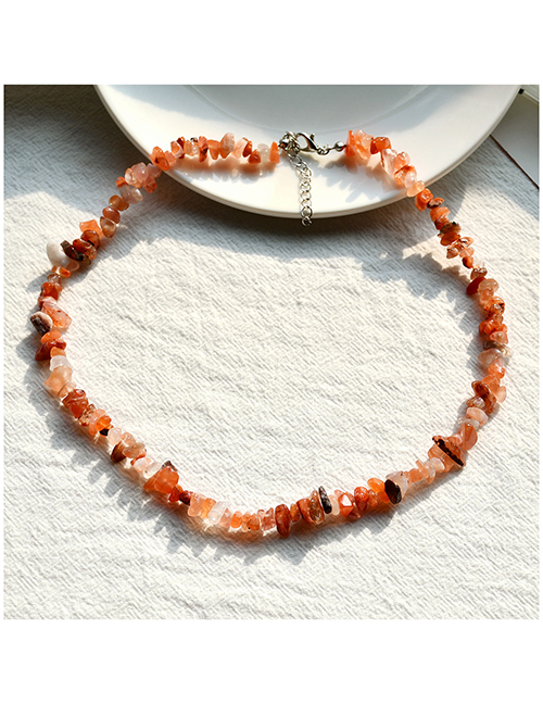 Fashion Y10 Water Red Agate Geometric Stone Beaded Necklace
