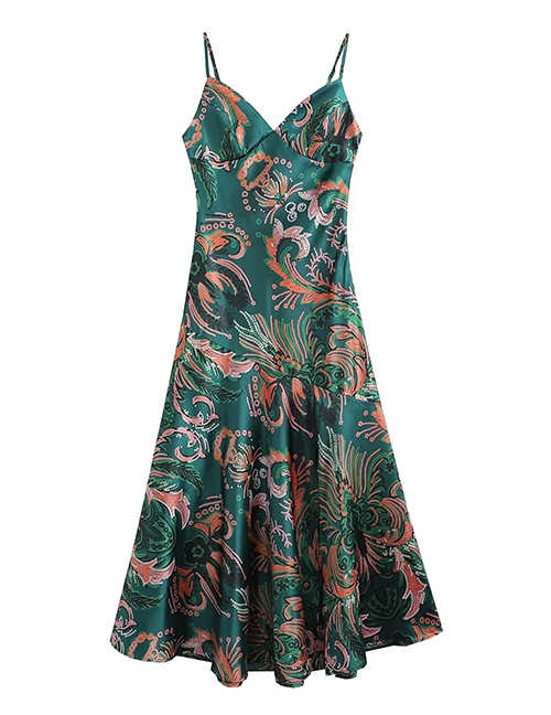 Fashion Printing Satin Print Mermaid Slip Dress