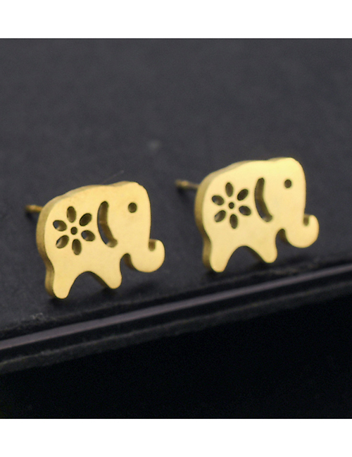 Fashion 6# Stainless Steel Elephant Stud Earrings