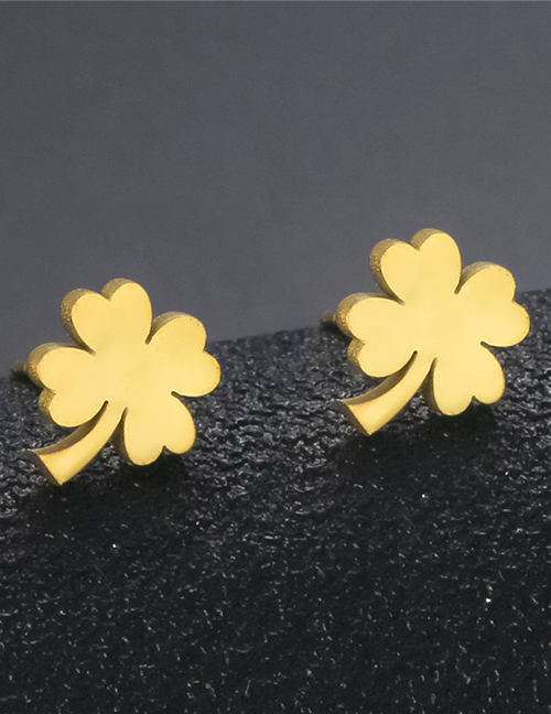 Fashion 9# Stainless Steel Glossy Flower Stud Earrings