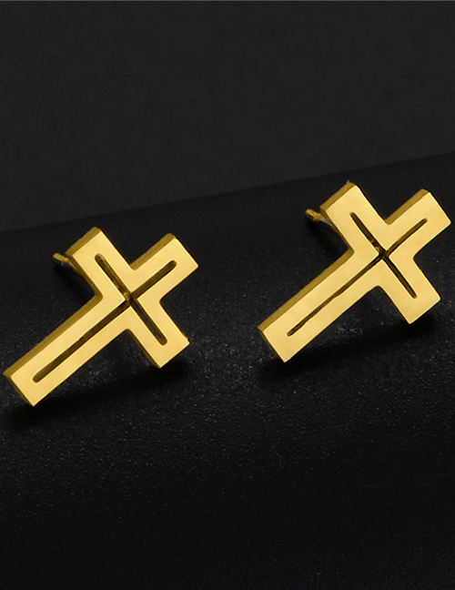 Fashion 13# Stainless Steel Smooth Cross Earrings