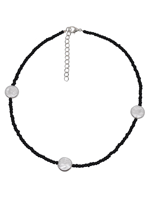 Fashion Black Beaded Pearl Necklace