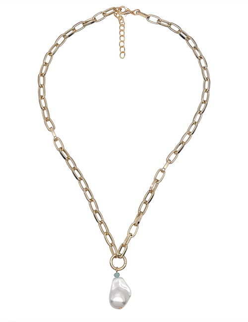 Fashion 3# Alloy Geometric Chain Shaped Pearl Necklace