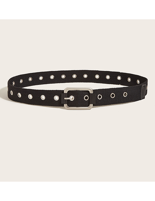 Fashion Black Metal Cut-out Belt With Pin Buckle In Canvas