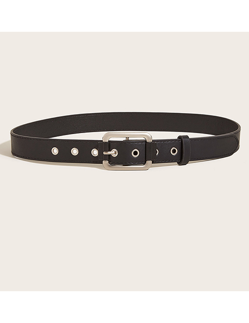 Fashion Black Alloy Pin Buckle Metal Square Buckle Wide Belt