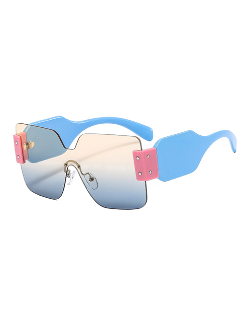 Fashion C7 Blue Frame Yellowish Blue Film Pc Frameless One-piece Wide-leg Sunglasses