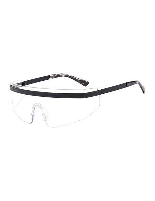 Fashion C8 Black Frame White Flat Pc Conjoined Large Frame Sunglasses