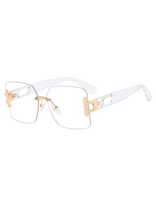 Fashion C7 Transparent Legs White Flat Pc Square Large Frame Sunglasses