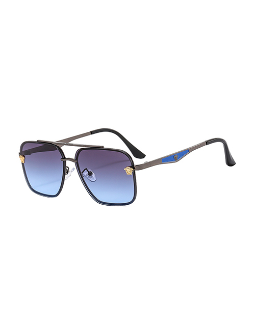 Fashion C7 Gun Frame Gradually Gray Blue Film Pc Square Big Frame Double Bridge Sunglasses