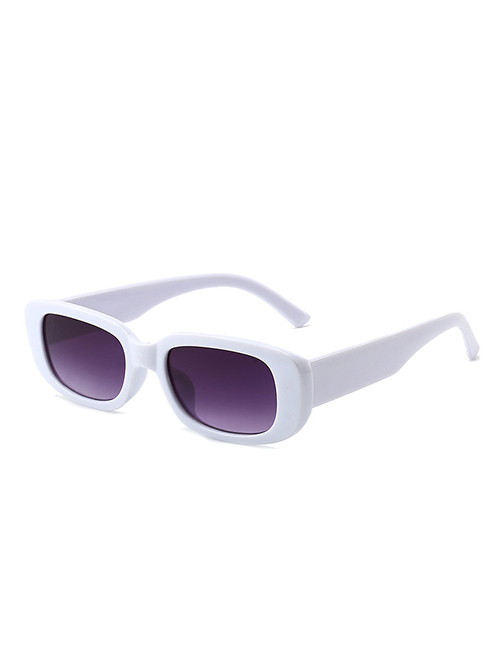Fashion White Frame Gray Film Ac Small Frame Sunglasses