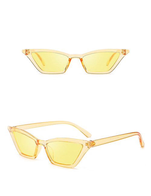 Fashion Transparent Yellow Film Ac Clear Cat Eye Small Frame Sunglasses