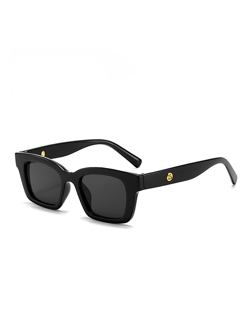 Fashion Bright Black Gray Film Ac Large Square Frame Sunglasses
