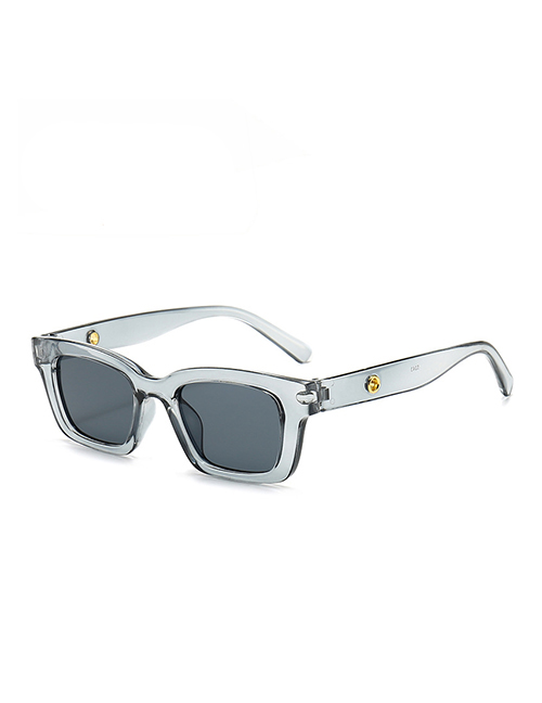 Fashion Transparent Gray Flakes Ac Large Square Frame Sunglasses