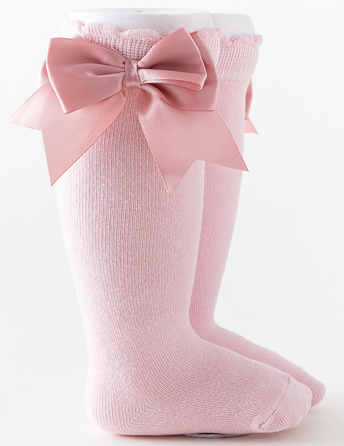 Fashion Lotus Root Starch Double Bow Knit Baby Socks