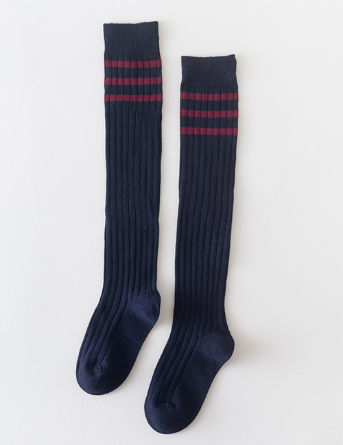Fashion Navy Blue Cotton Knit Baby Thigh Socks