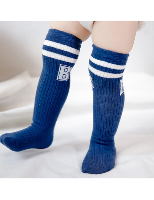 Fashion Dark Blue Cotton Knit Baby Socks