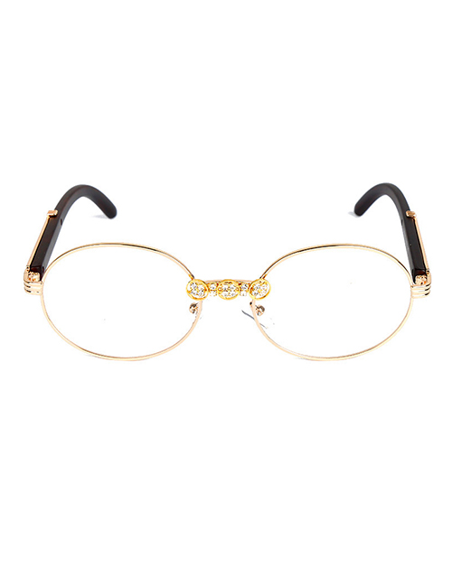 Fashion Gold Frame Transparency Pc Diamond Round Sunglasses