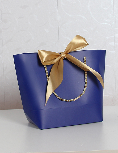 Fashion Dark Blue King Size Paper Bow Knot Gift Basket Bag