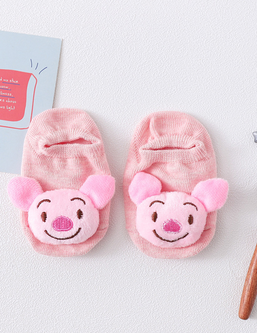 Fashion No. 35 - Pink Smiling Pig Pure Cotton Dispensing Non-slip Three-dimensional Cartoon Children's Socks