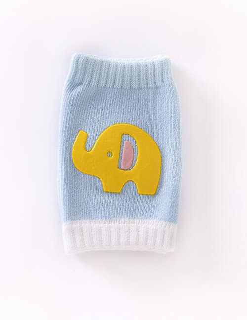 Fashion Light Blue Elephant Cartoon Two-color Dispensing Terry Baby Crawling Knee Pads