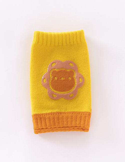 Fashion Yellow Lion Cartoon Two-color Dispensing Terry Baby Crawling Knee Pads