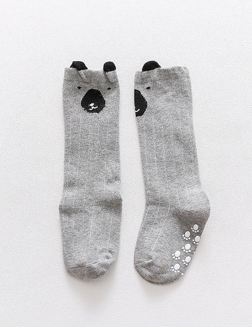 Fashion Gray Bear Cotton Cartoon Non-slip Dot Glue Baby Stockings