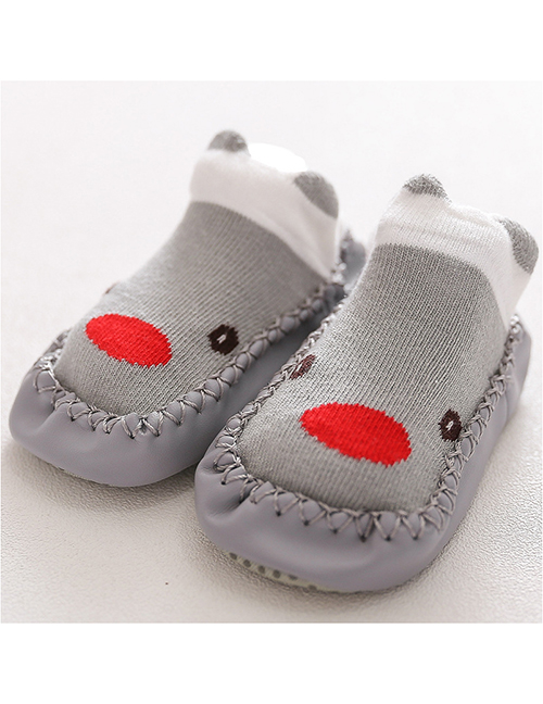 Fashion Gray Bear Cotton Non-slip Soft Bottom Baby Toddler Socks