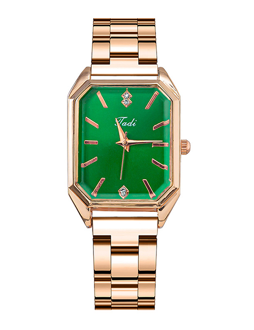 Fashion Three Nails Green Stainless Steel Square Dial Watch