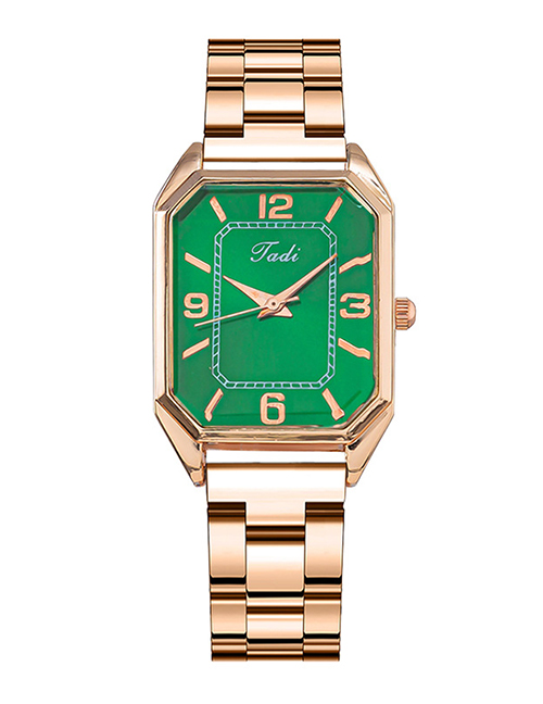 Fashion Digital Pin Green Stainless Steel Square Dial Watch