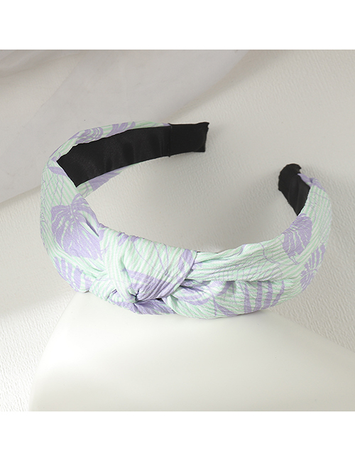 Fashion Green Purple Fabric Floral Knotted Wide Brim Headband