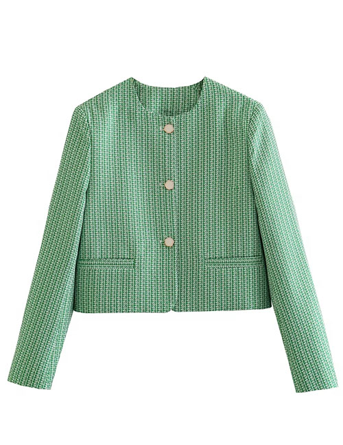 Fashion Green Textile Discharge Short Jacket