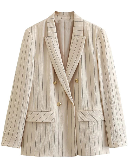 Fashion Stripe Fine Stripe Double -breasted Suit Jacket