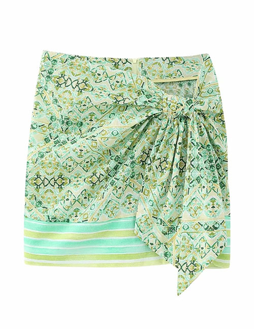 Fashion Multicolor Polyester Knot Print Skirt
