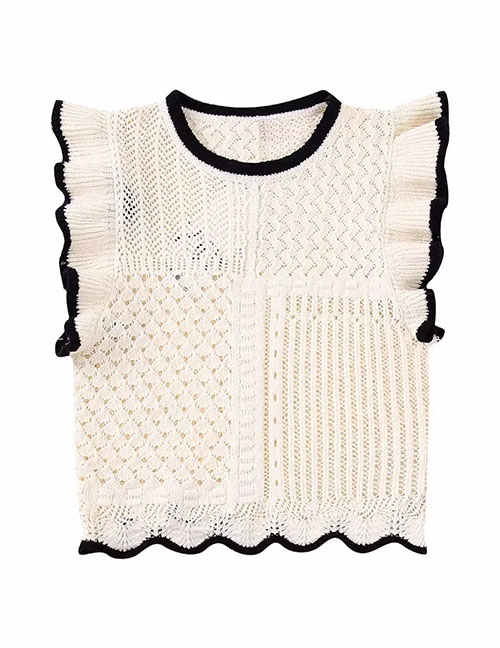Fashion White Layered Jacquard Mesh-knit Top