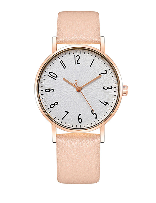 Fashion Pink Alloy Round Dial Watch