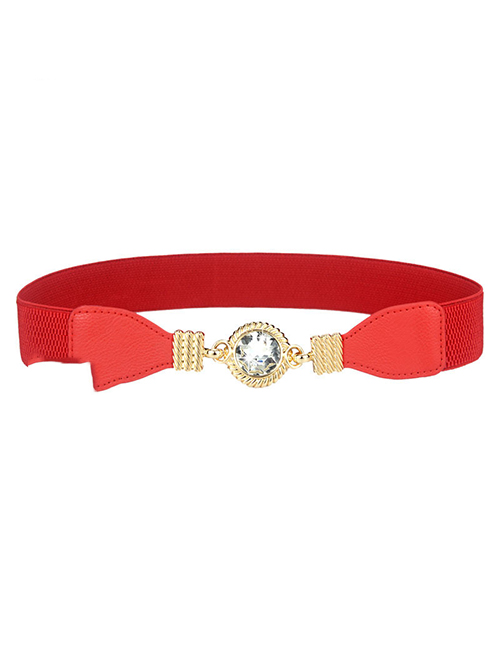 Fashion Red Geometric Round Diamond Elastic Elastic Waist Belt