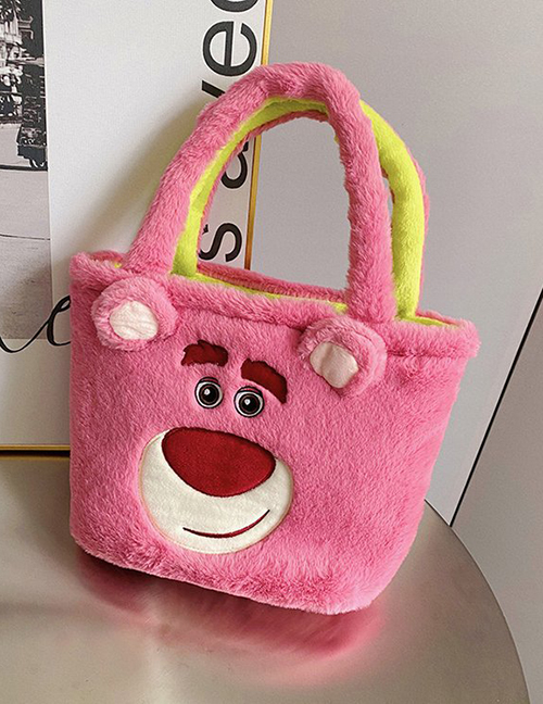 Fashion Strawberry Bear Plush Cartoon Large Capacity Handbag