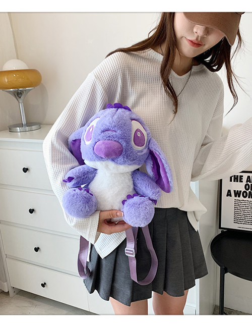 Fashion Big Double Back Stitch Purple Plush Cartoon Large Capacity Backpack