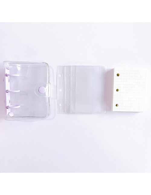 Fashion Purple 3-hole Loose-leaf Pvc Transparent Shell Pocket Book