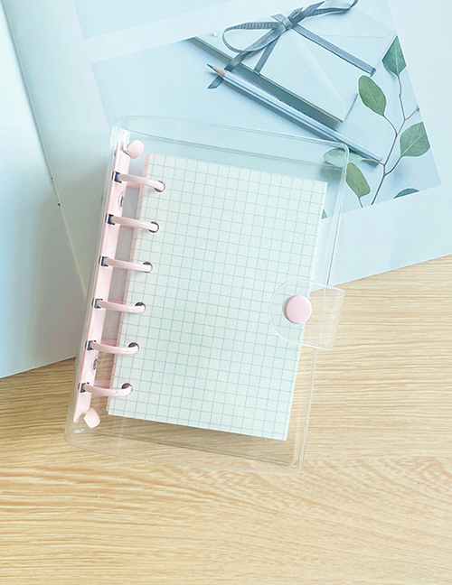 Fashion A7 Pink (including 45 Grid Pages) Transparent 6-hole Loose-leaf Soft Cover Notebook